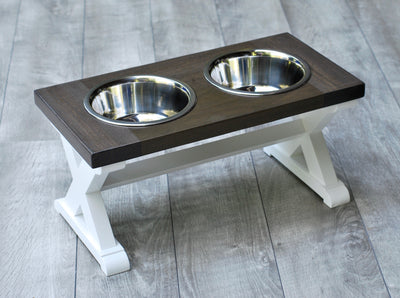 Extra Large Elevated Dog Bowl Stand - Trestle Farmhouse Two Bowl Stand -  billscustombuilds