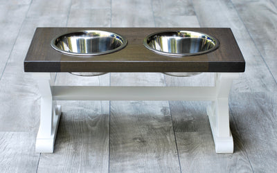 Extra Large Elevated Dog Bowl Stand - Trestle Farmhouse Two Bowl Stand -  billscustombuilds