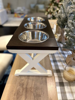 Farmhouse Dog Bowl Stand  Three Bowls - Davenport's Dogs