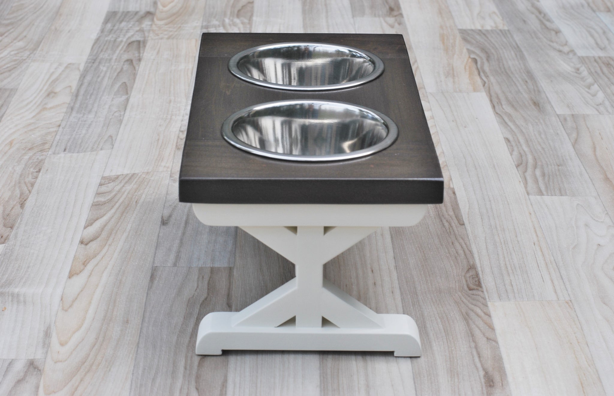 Oak Personalised Raised Dog Bowl Stand for Larger Dogs Available